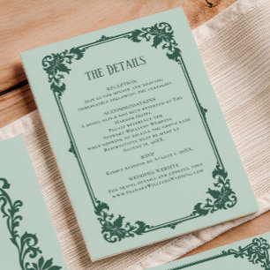 Sage Green Details Reception Information Wedding Enclosure Card