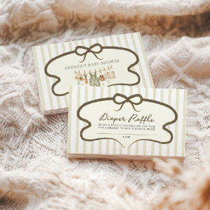 Sage Green Diaper Raffle Locally Grown Baby Shower Enclosure Card