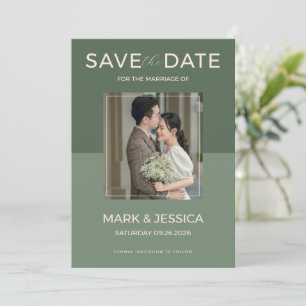 Sage Green double happiness Wedding Save The Date