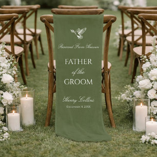 Sage Green Dove Personalised Wedding Memorial Short Table Runner