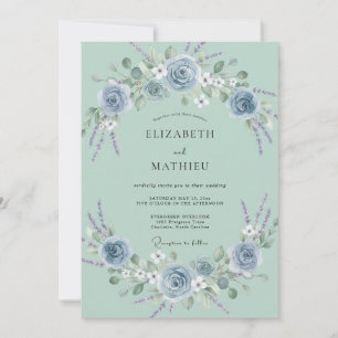 Sage Green Dreamy Lavender Wedding Invitation