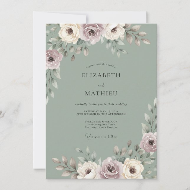 Sage Green Dreamy Spring Wedding Invitation (Front)