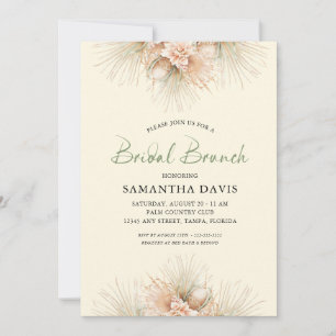 Sage Green Dried Palms Boho Bridal Brunch Invitation
