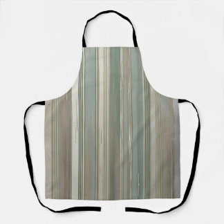 Sage Green Dusty Blue Taupe Grey Farmhouse Stripe  Apron