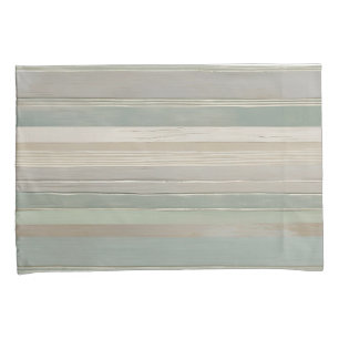 Sage Green Dusty Blue Taupe Grey Farmhouse Stripe Pillowcase