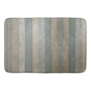 Sage Green Dusty Blue Taupe Grey Stripe farmhouse Bath Mat