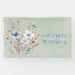 Sage Green Dusty Blue Wildflower Bridal Shower Banner
