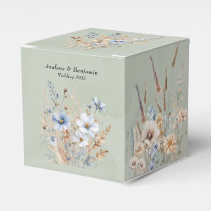Sage Green Dusty Blue Wildflower Wedding Favour Box