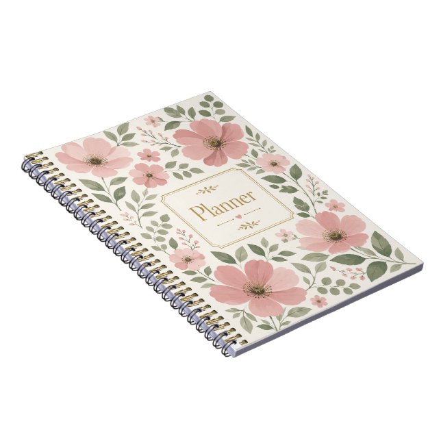 Sage Green & Dusty Pink Floral Planner Notebook (Right Side)