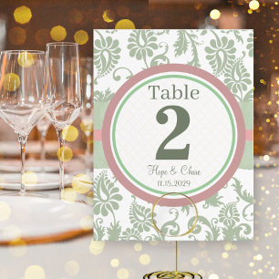 Sage Green Dusy Rose on White Table Number Postcard