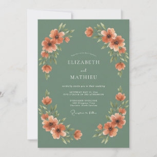 Sage Green Earthy Autumnal Wedding Invitation