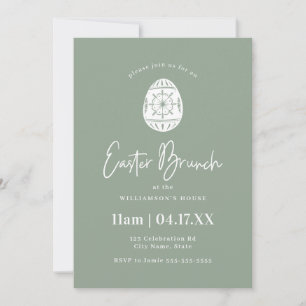 Sage Green Egg Easter Brunch Invitation