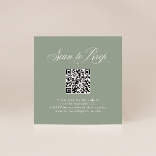 Sage Green Elegance   RSVP with QR Code Enclosure Card