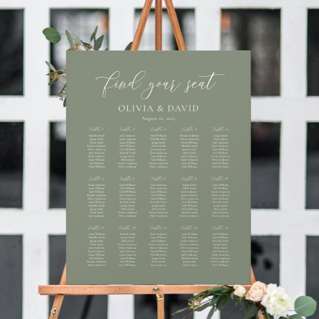 Sage Green Elegant 15 table Seating Chart (Creator Uploaded)