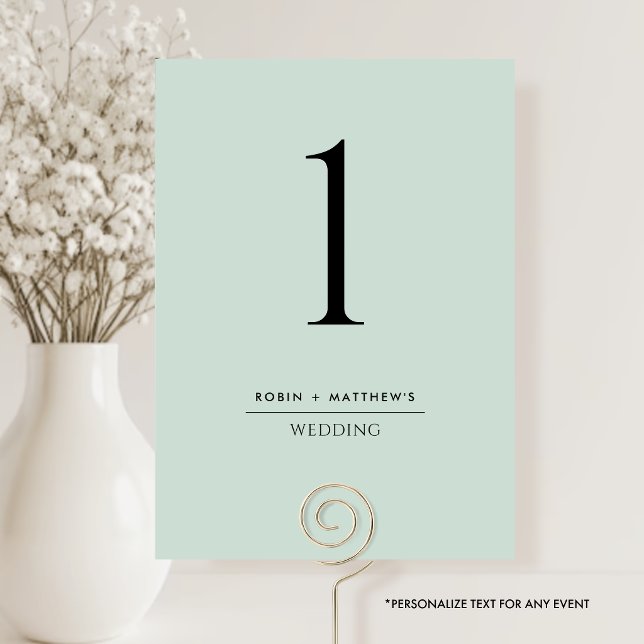 Sage Green Elegant and Simple Table Number (Creator Uploaded)