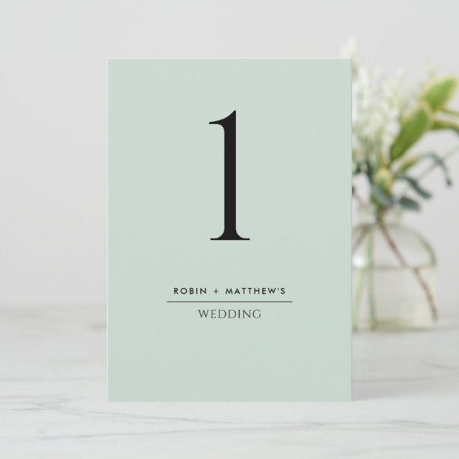 Sage Green Elegant and Simple Table Number (Standing Front)