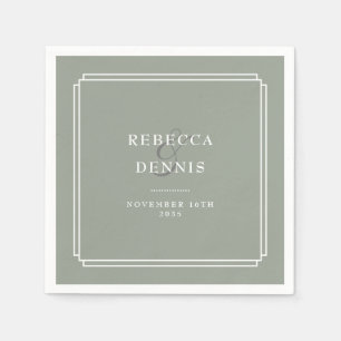 Sage Green Elegant Art Deco Wedding Napkin