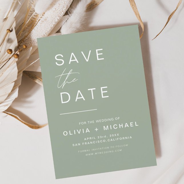 Sage Green Elegant Boho Save the Date Minimalist  Flyer (Creator Uploaded)