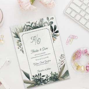 Sage Green Elegant Botanical Greenery Wedding Invitation