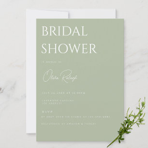 Sage Green Elegant Bridal Shower Invitation