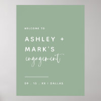 Sage Green Elegant Calligraphy Engagement Welcome