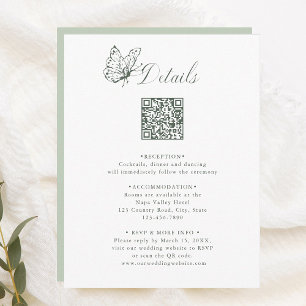 Sage Green Elegant Calligraphy Wedding Details Enclosure Card