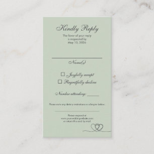Sage Green Elegant Calligraphy Wedding RSVP Card