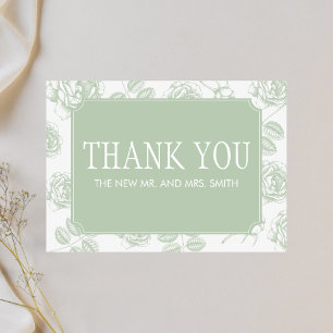 Sage Green Elegant Chinoiserie Wedding Thank You Card