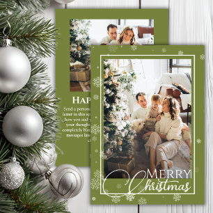 Sage Green Elegant Family Photo Christmas Holiday Card