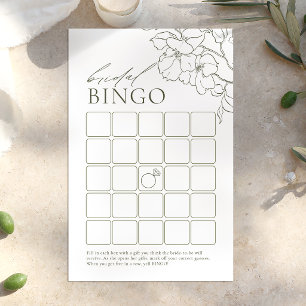 Sage Green elegant floral bridal shower bingo game