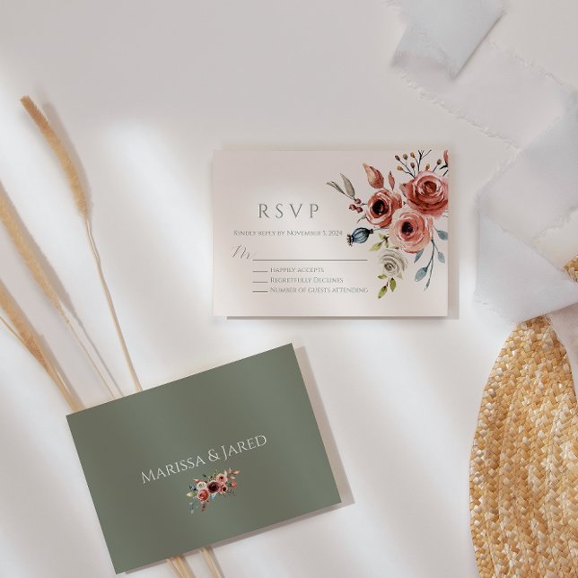 Sage Green Elegant Floral RSVP Card (Creator Uploaded)