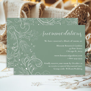 Sage Green Elegant Floral Wedding Accommodations Enclosure Card