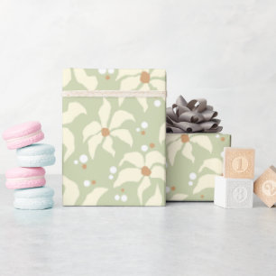 Sage Green Elegant Floral  Wrapping Paper