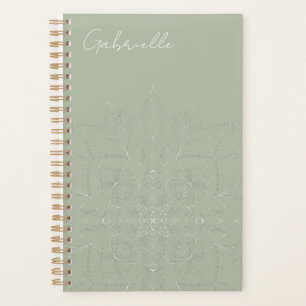 Sage Green Elegant Mandala Yoga Meditation Journal Planner