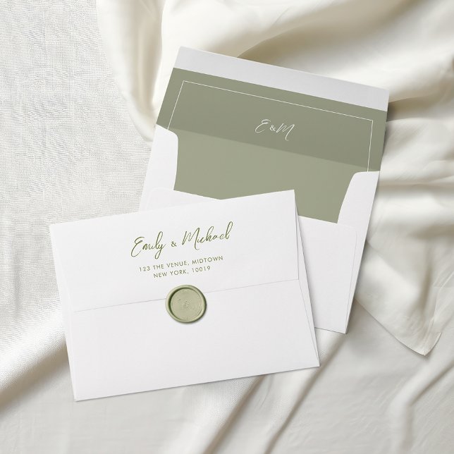 Sage Green Elegant Minimal Wedding Envelope (Creator Uploaded)