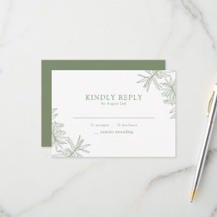 Sage Green Elegant Minimalist Botanical RSVP Card