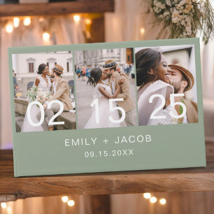 Sage Green Elegant Minimalist Photo Chic Wedding Guest Book