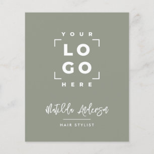 Sage green elegant modern girly price QR code Flyer