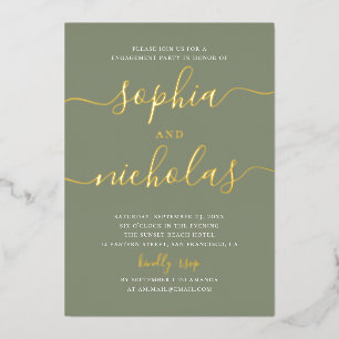 Sage Green Elegant Modern Script Engagement Party