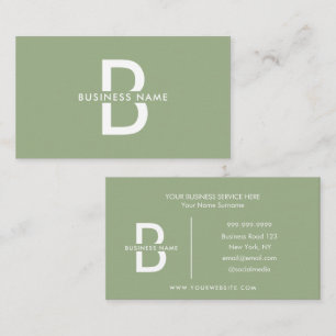 Sage Green Elegant Monogram Modern Professional  Business Card