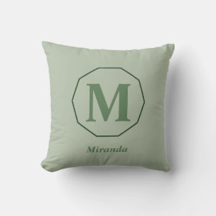 Sage Green elegant monogram name personalised Cushion