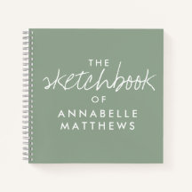 Sage Green Elegant Monogram Sketchbook  Notebook