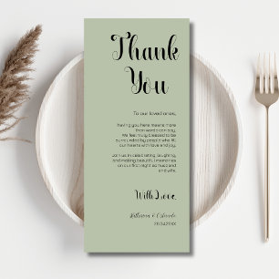 Sage Green Elegant Place Setting Thank You Card