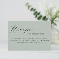 Sage Green Elegant Recipe Card
