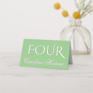 Sage Green Elegant Script Guest Name Number Place Card