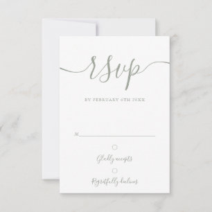 Sage Green Elegant Script Simple Modern RSVP Card
