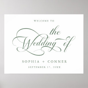 Sage Green Elegant Script Wedding Welcome Sign