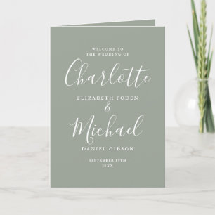 Sage Green Elegant Signature Script Wedding Programme