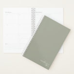 Sage Green Elegant Simple Minimalist Personalised Planner<br><div class="desc">Sage Green Elegant Simple Minimalist Personalised Notebook featuring your name and year in modern script. Our planner is here to help you achieve your goals. It provides a way to stay organised and reflect on your life. With a simple undated design, you can use this planner for any occasion: from...</div>