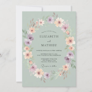 Sage Green Elegant Springtime Wedding Invitation